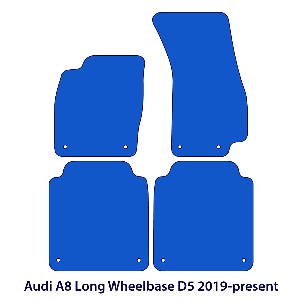 Audi A8/S8 Langversion Velours-Fußmatten 2017-2026 – D5 – Schwarz