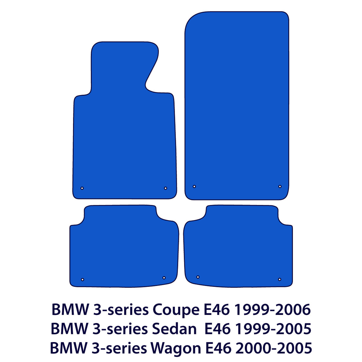 Dywaniki welurowe do BMW Seria 3 Coupé, Sedan i Kombi 1998-2006 – E46 – 3 Logo