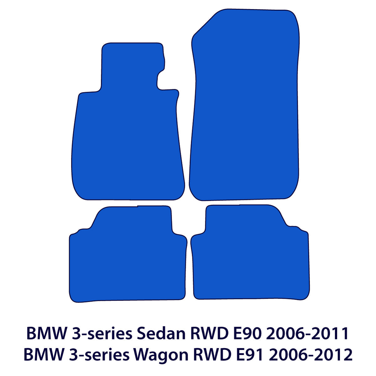 BMW 3er Velours Fußmatten Limousine 2005-2011 & Kombi 2005-2012 Heckantrieb E90, E91 – Schwarz