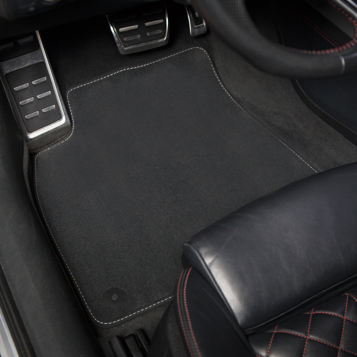 Audi A6 & S6 Velours-Fußmatten 2004-2011 – C6 – Silberne Nähte
