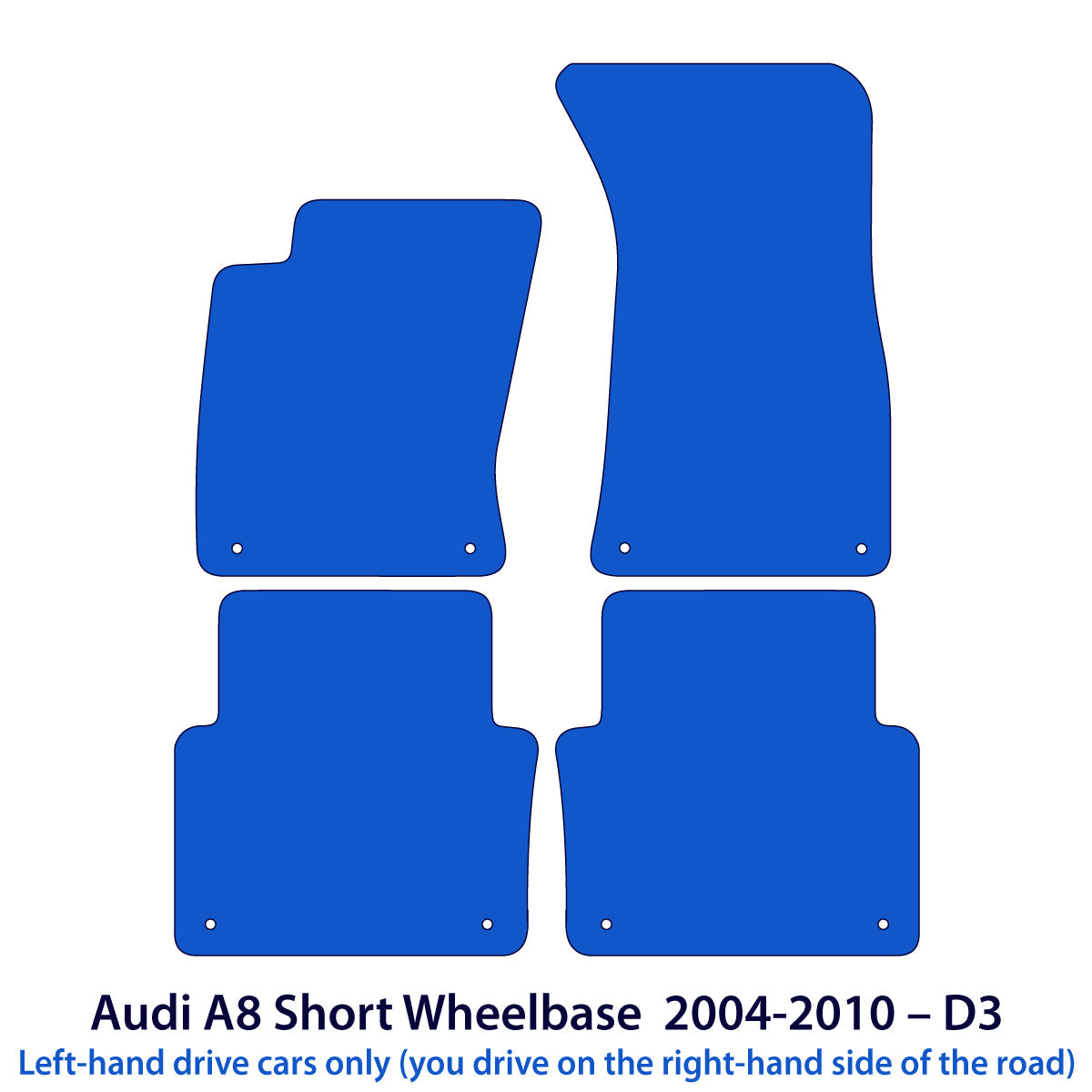 Fußmatten für Audi A8 / S8 D3 Kurzversion 2002–2010 – Velours Beige – Produktansicht 2