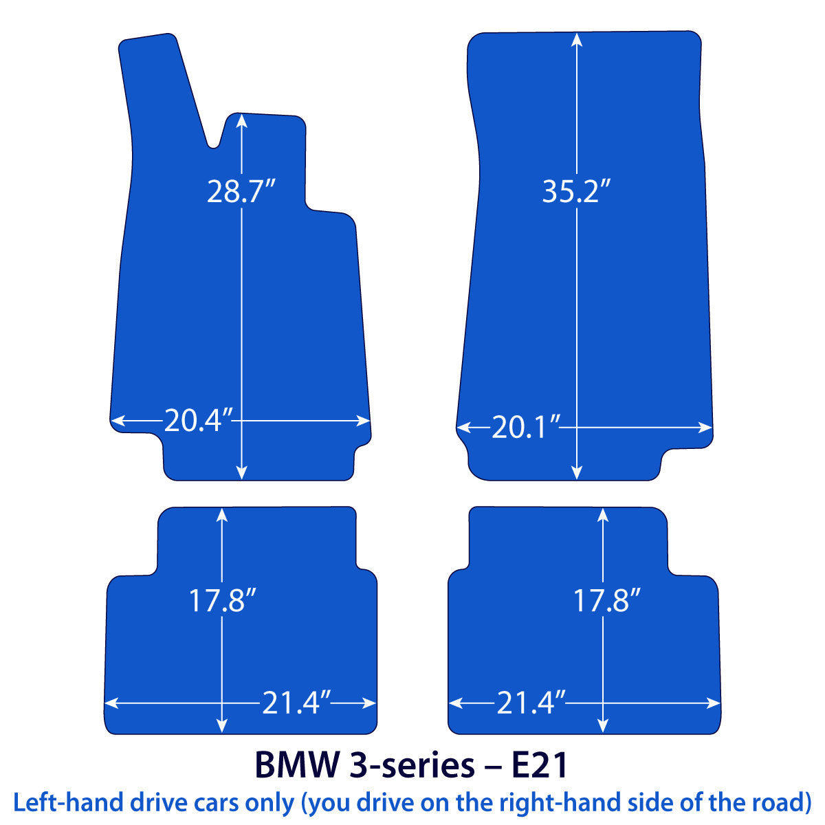 BMW 3er Velours Fußmatten – 1975-1984 – E21 – Schwarz