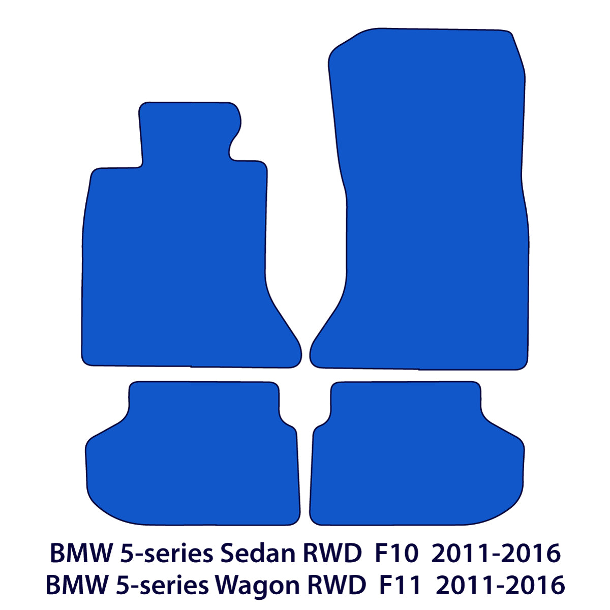 Dywaniki welurowe do BMW Seria 5 RWD 2010-2017 – F10, F11 – Przeszycia M