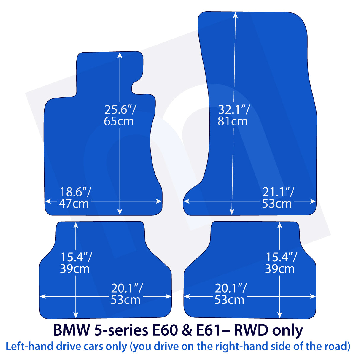 Dywaniki welurowe do BMW Seria 5 RWD 2003-2010 – E60, E61 – 5 Logo