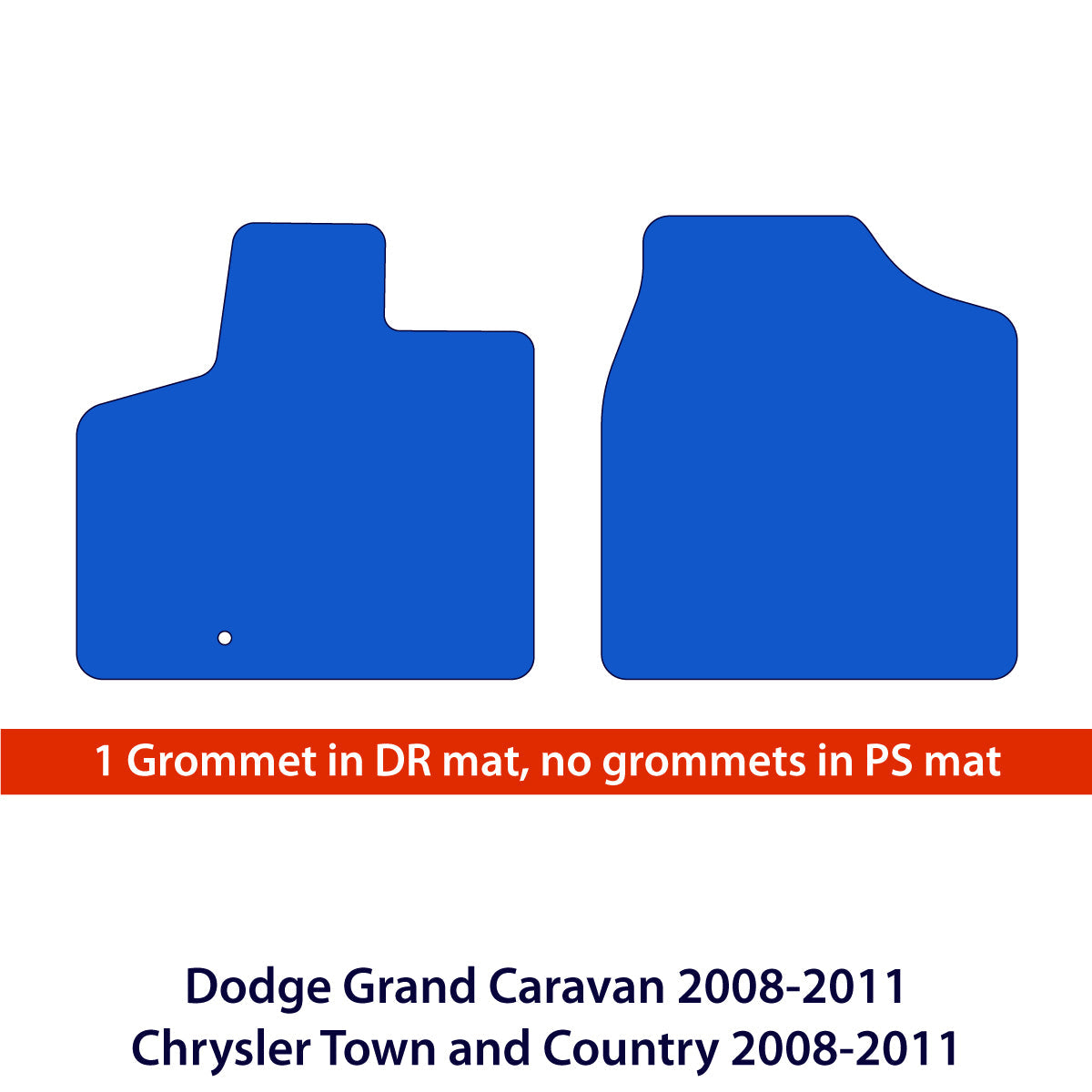 Dodge Grand Caravan 2008-2011 & Chrysler Town and Country 2008-2011 Velours-Fußmatten 1. Reihe – Schwarz
