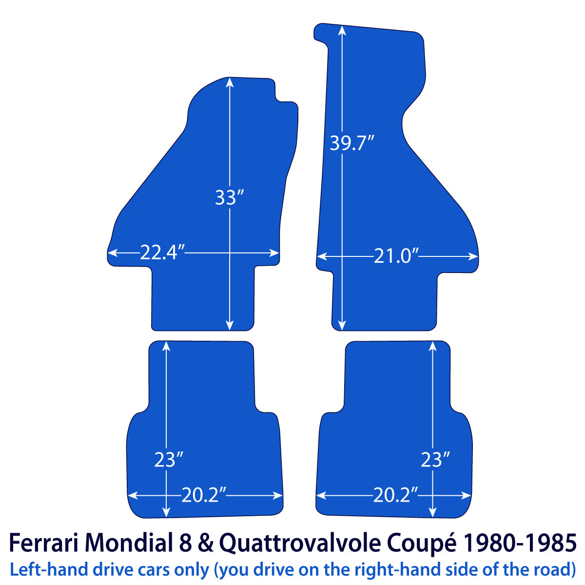 Ferrari Mondial 8 & Quattrovalvole Coupé Velours Fußmatten 1980–1985 – Beige
