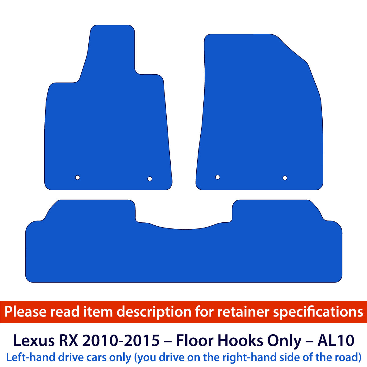 Lexus RX AL10 Velour Floor Mats 2009–2012 – Hook Fixings – Beige – product view 2