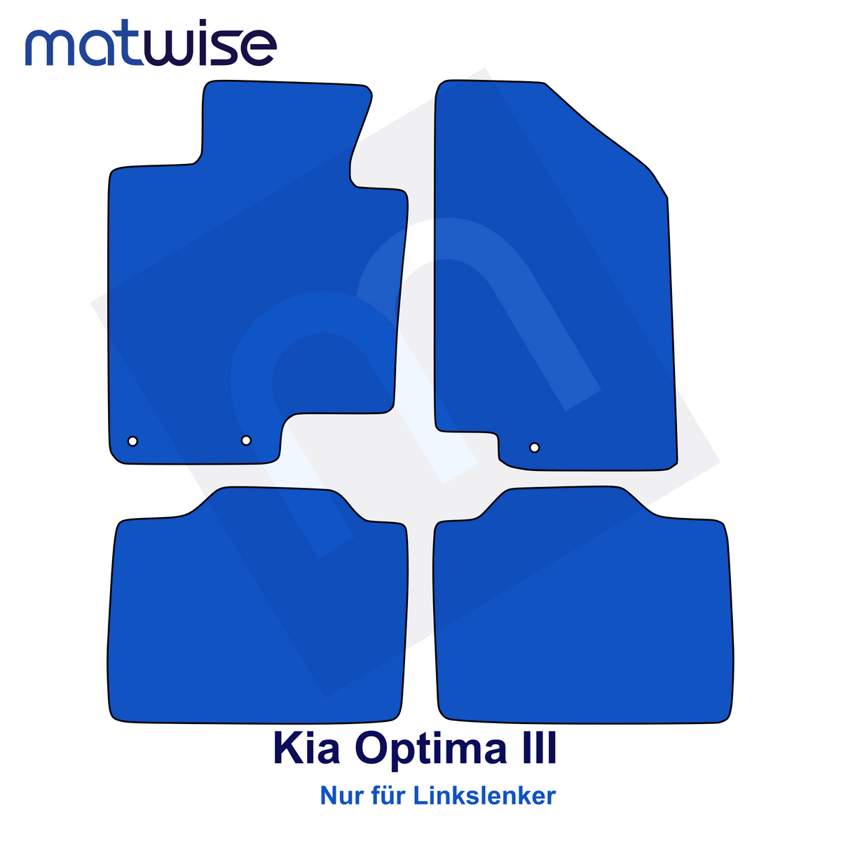 Kia Optima III 2012–2015 – technische Fußmattenzeichnung für Linkslenker | MATWISE