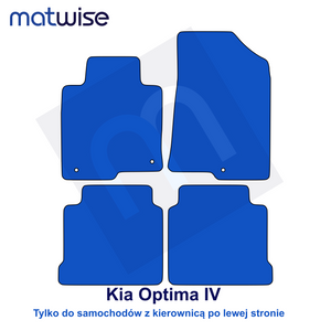 Kia Optima IV 2015–2020 – rysunek techniczny dywaników samochodowych do aut z kierownicą po lewej stronie | MATWISE