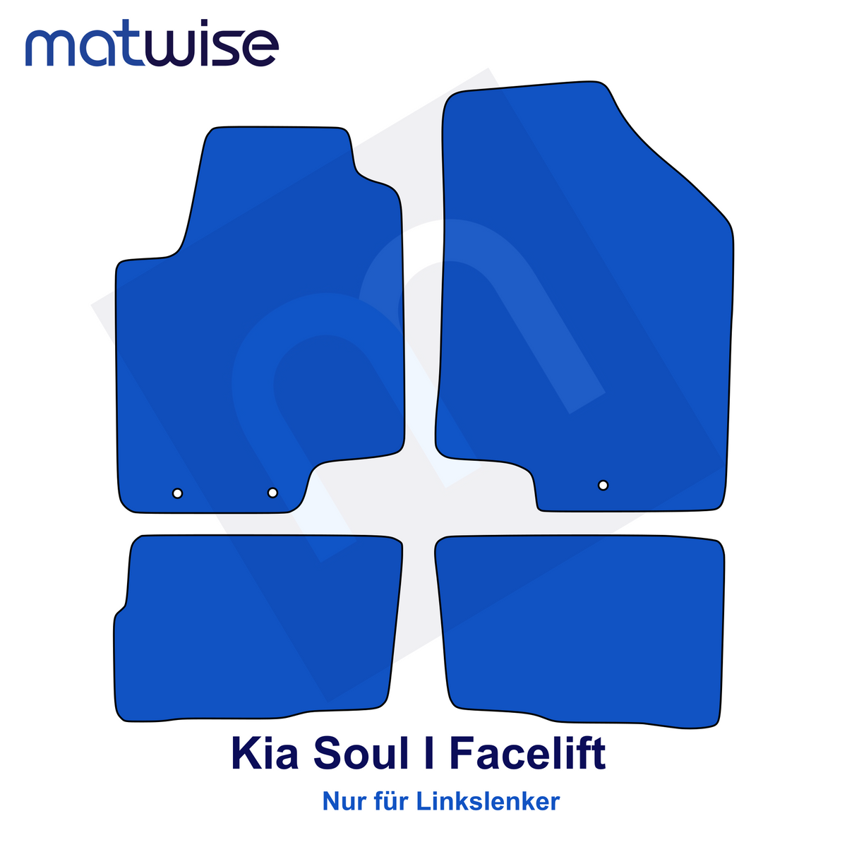 Kia Soul I nach Facelift 2011–2014 – technische Fußmattenzeichnung für Linkslenker | MATWISE