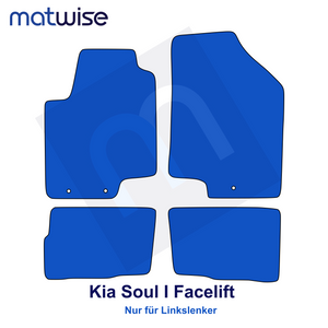 Kia Soul I nach Facelift 2011–2014 – technische Fußmattenzeichnung für Linkslenker | MATWISE