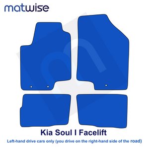 Kia Soul I facelift 2011–2014 – technical floor mat layout for left-hand-drive vehicles | MATWISE