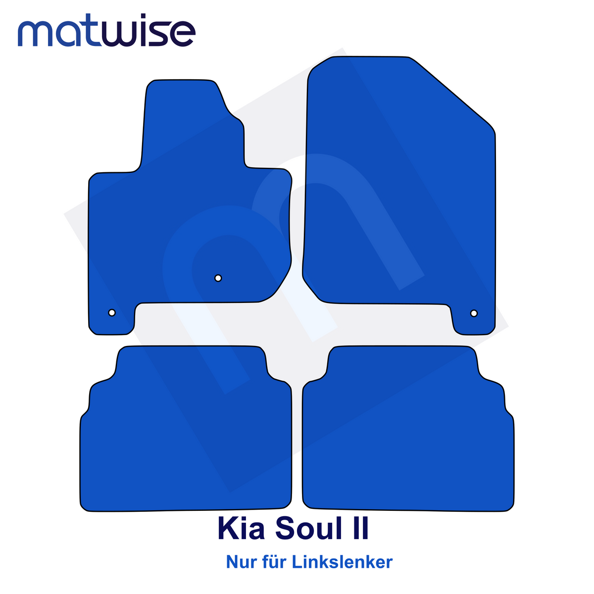 Kia Soul II 2014–2019 – technische Fußmattenzeichnung für Linkslenker | MATWISE