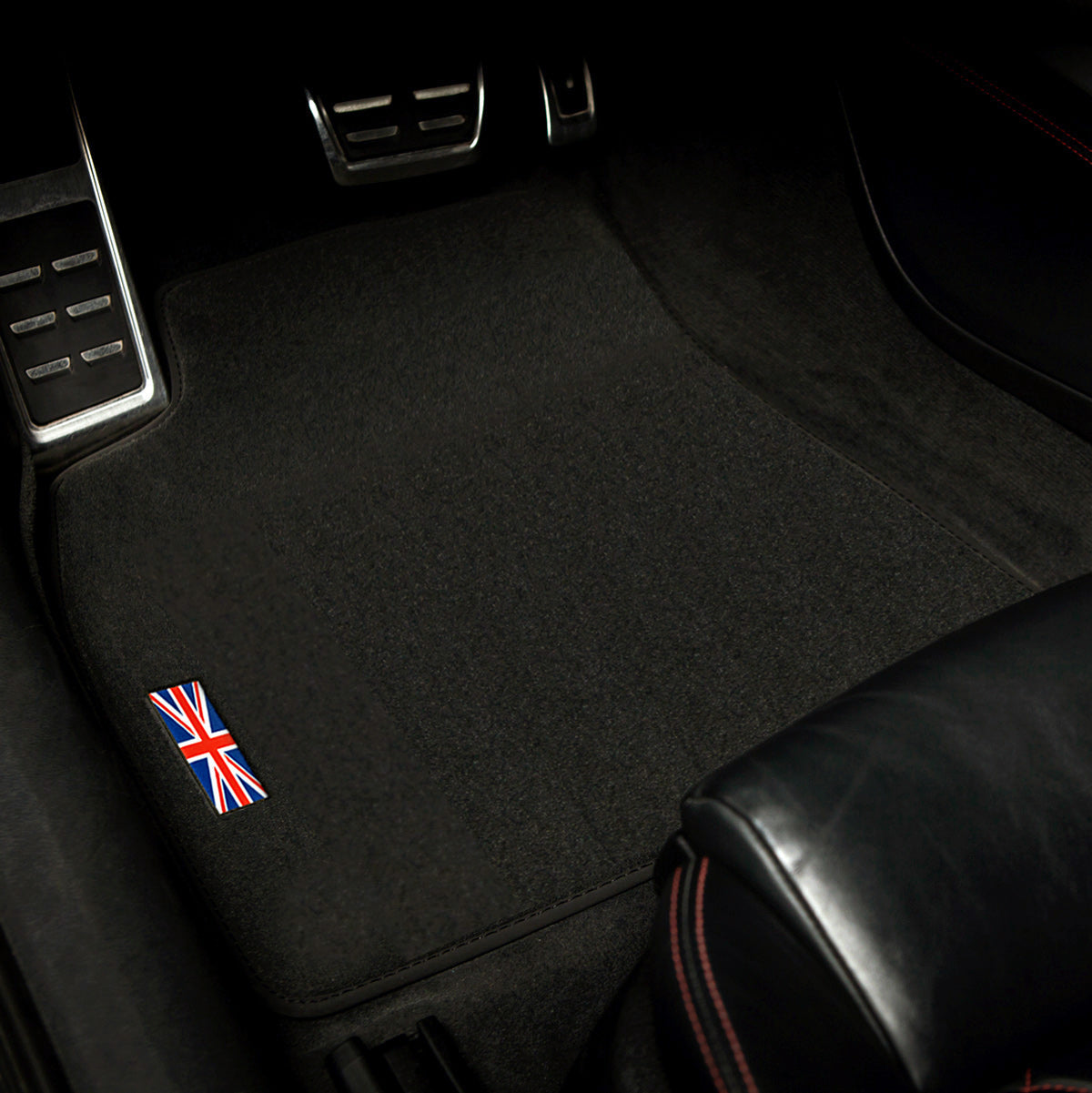 Mini Cooper One / Classic Velours Fußmatten 2006-2013 – Schrägheck R56 – Flaggen-Logo