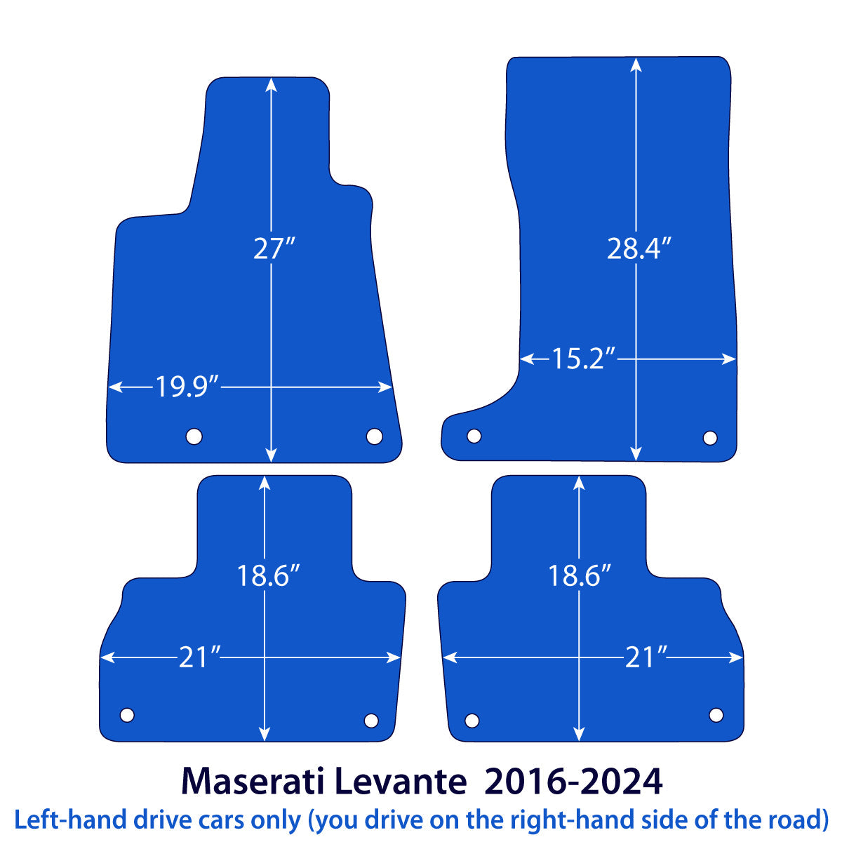 Maserati Levante Velours Fußmatten 2016-2024 – M161 – Schwarz