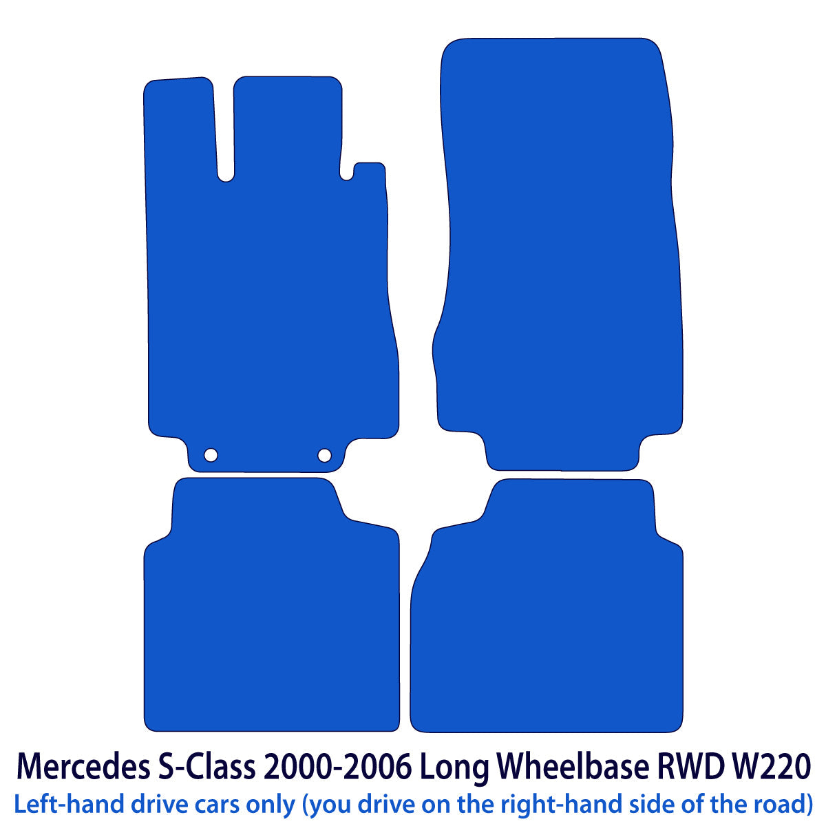 Dywaniki welurowe do Mercedes Klasa S Długi rozstaw osi RWD 1998-2005 – W220 – Czarne Exclusive