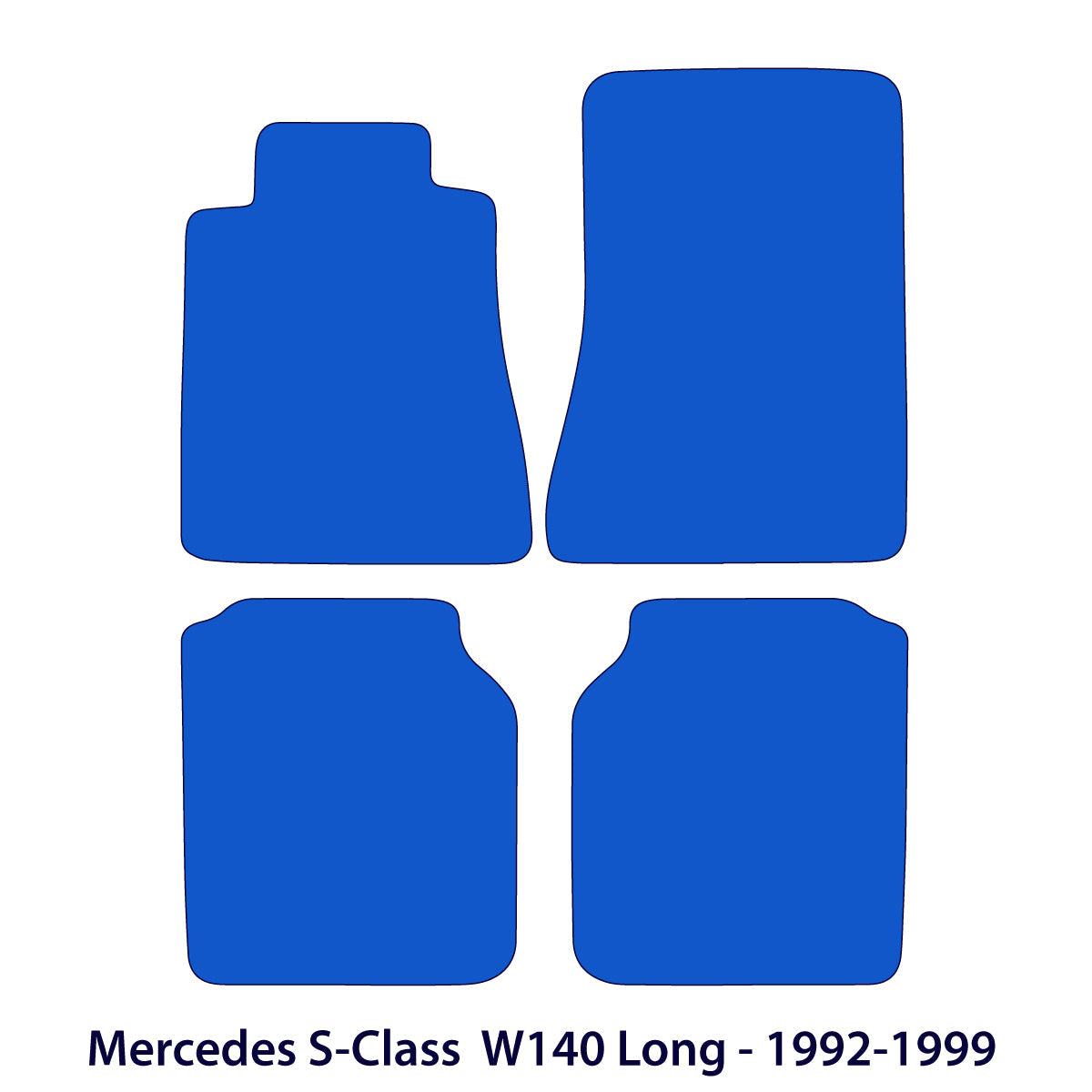 Mercedes S-Klasse Lang Velours Fußmatten 1991-1998 – W140 – Schwarz Exklusiv