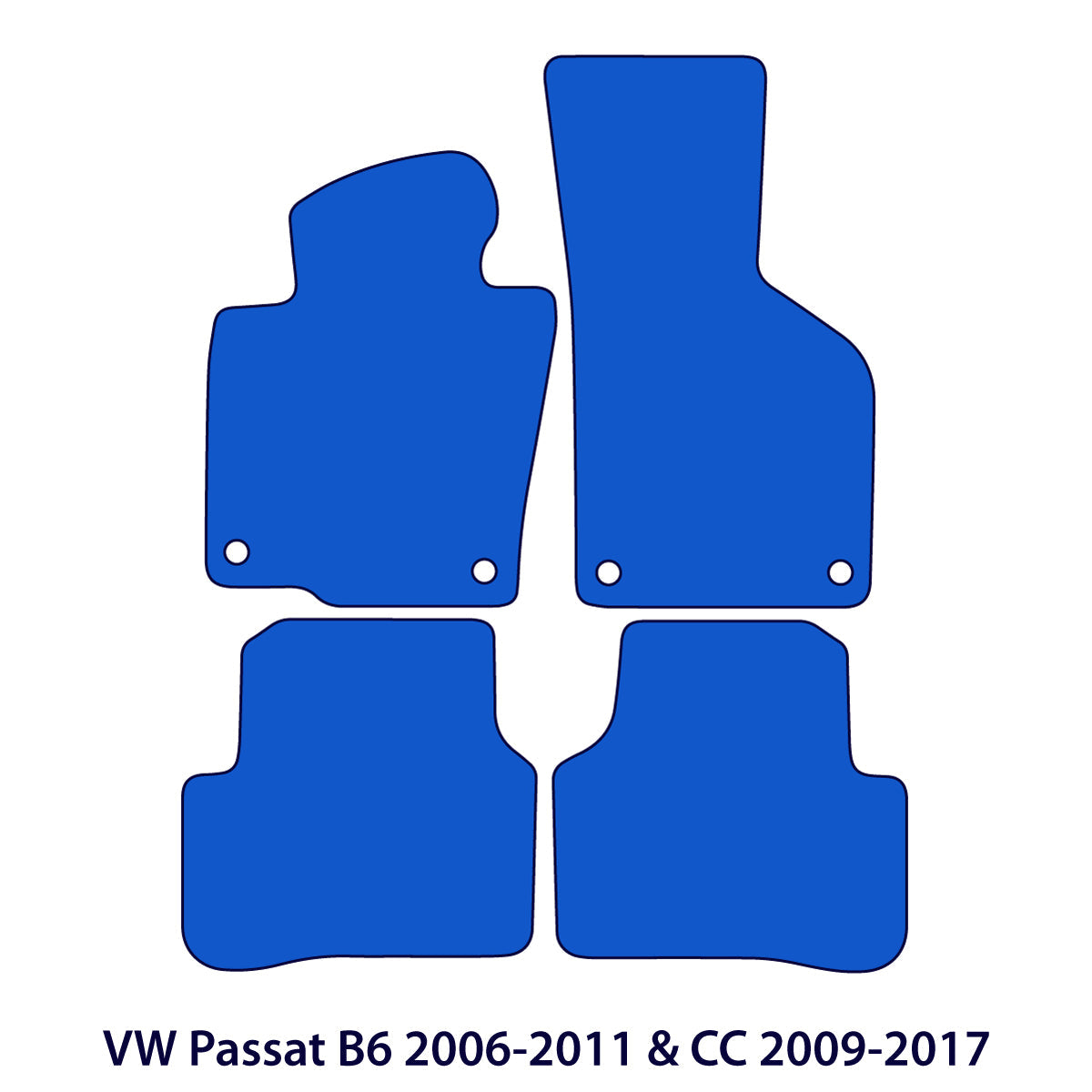 Volkswagen Passat 2005–2011 & CC 2008–2017 Velours-Fußmatten – B6 – Schwarz Exklusiv
