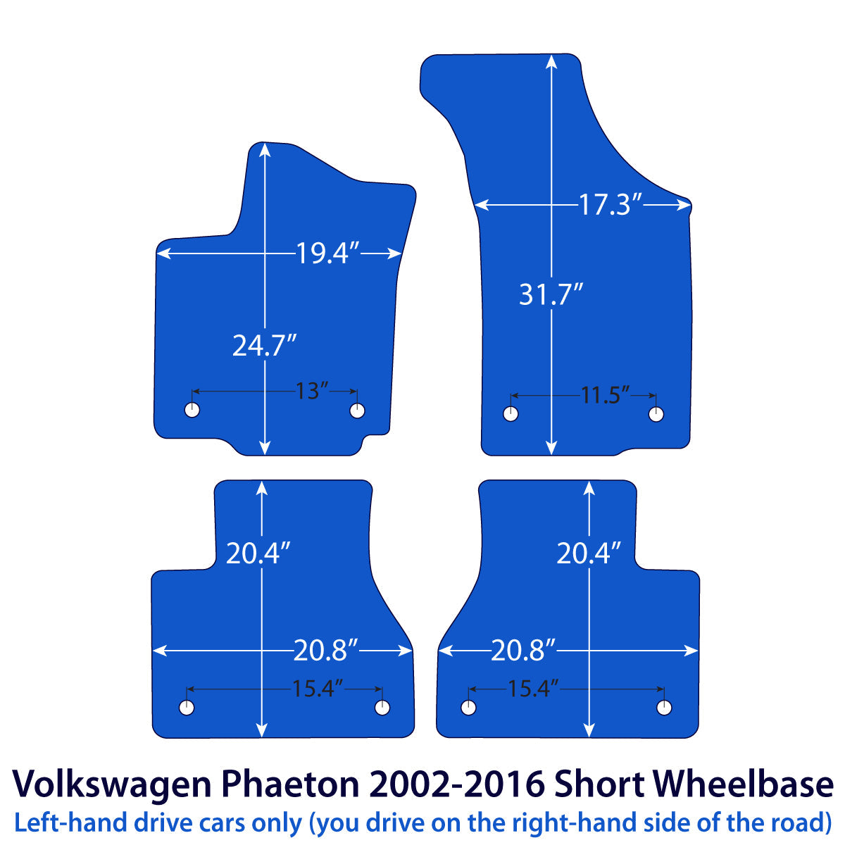 Volkswagen Phaeton Velour Floor Mats 2002-2016 – Short Wheelbase – Beige