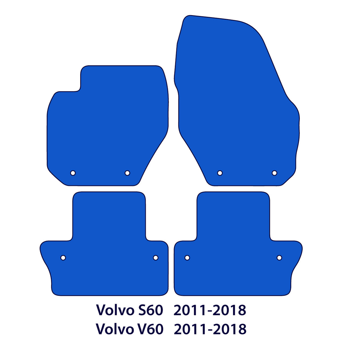 Volvo S60 & V60 Velours-Fußmatten 2010-2018 – Ohne Inschrift – Flaggen-Logo