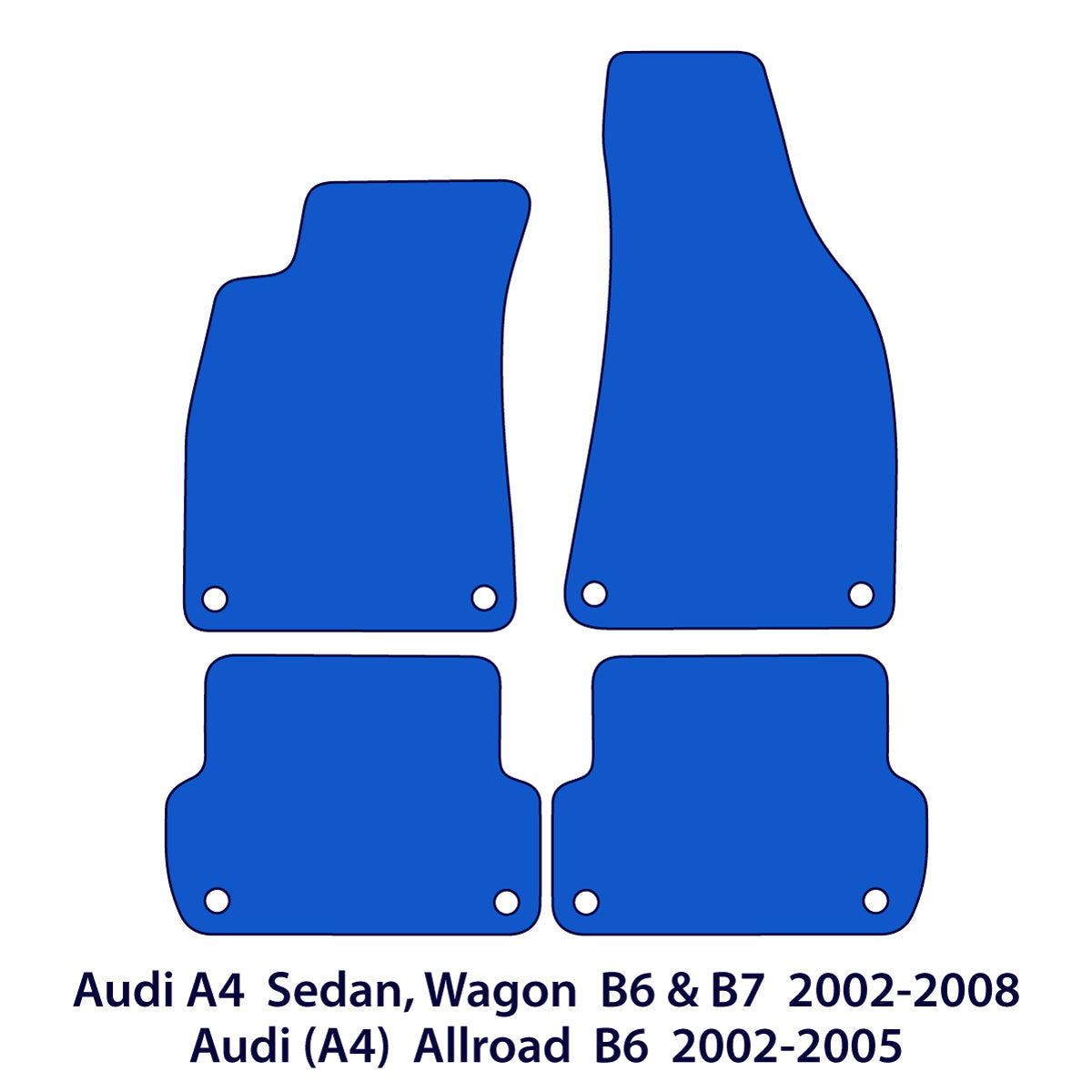 Audi A4 & S4 Velours-Fußmatten in Originalqualität 2000-2008 – Limousine, Avant B6 & B7 – Silberne Naht