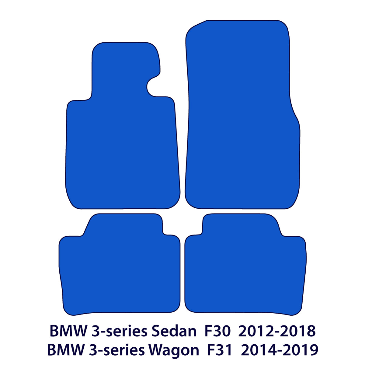 BMW 3er Velours Fußmatten – Limousine 2011–2018 & Touring 2012–2019 – F30, F31, F80 – Schwarz