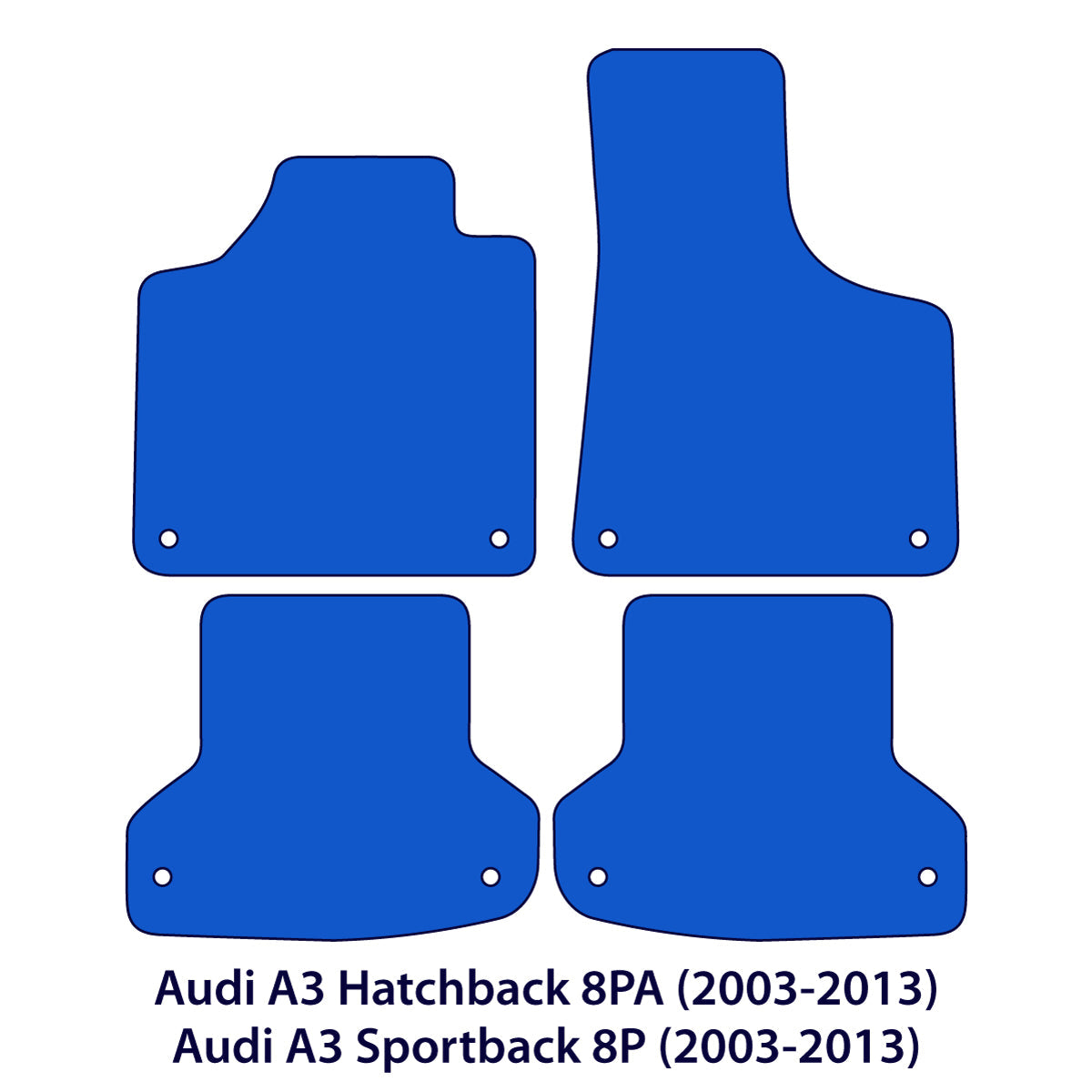 Matwise car mats for Audi A3 & S3 Floor Mats - Hatchback & Sportback 8P & 8PA - Silver Stitching