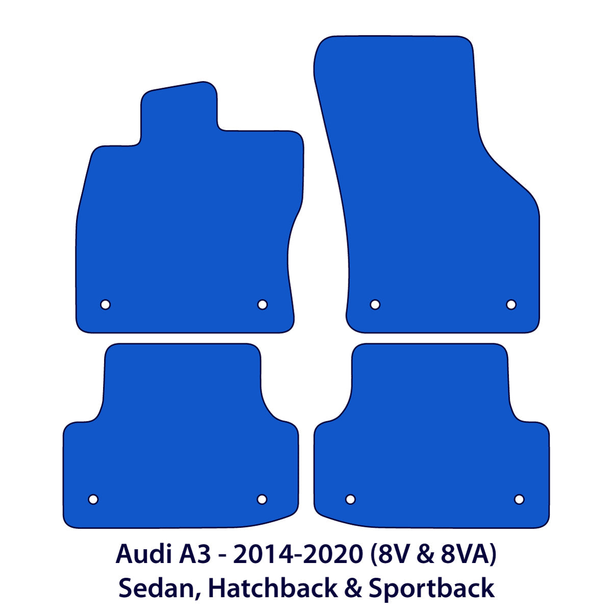 Audi A3 & S3 Velours-Fußmatten in Originalqualität 2014-2020 – e-tron, 8V, 8VA – Schwarz