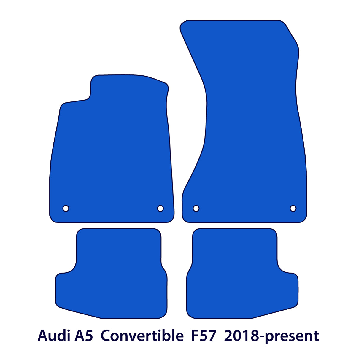 Dywaniki welurowe do Audi A5/S5 F57 Kabriolet 2017–2024 – Srebrne przeszycia