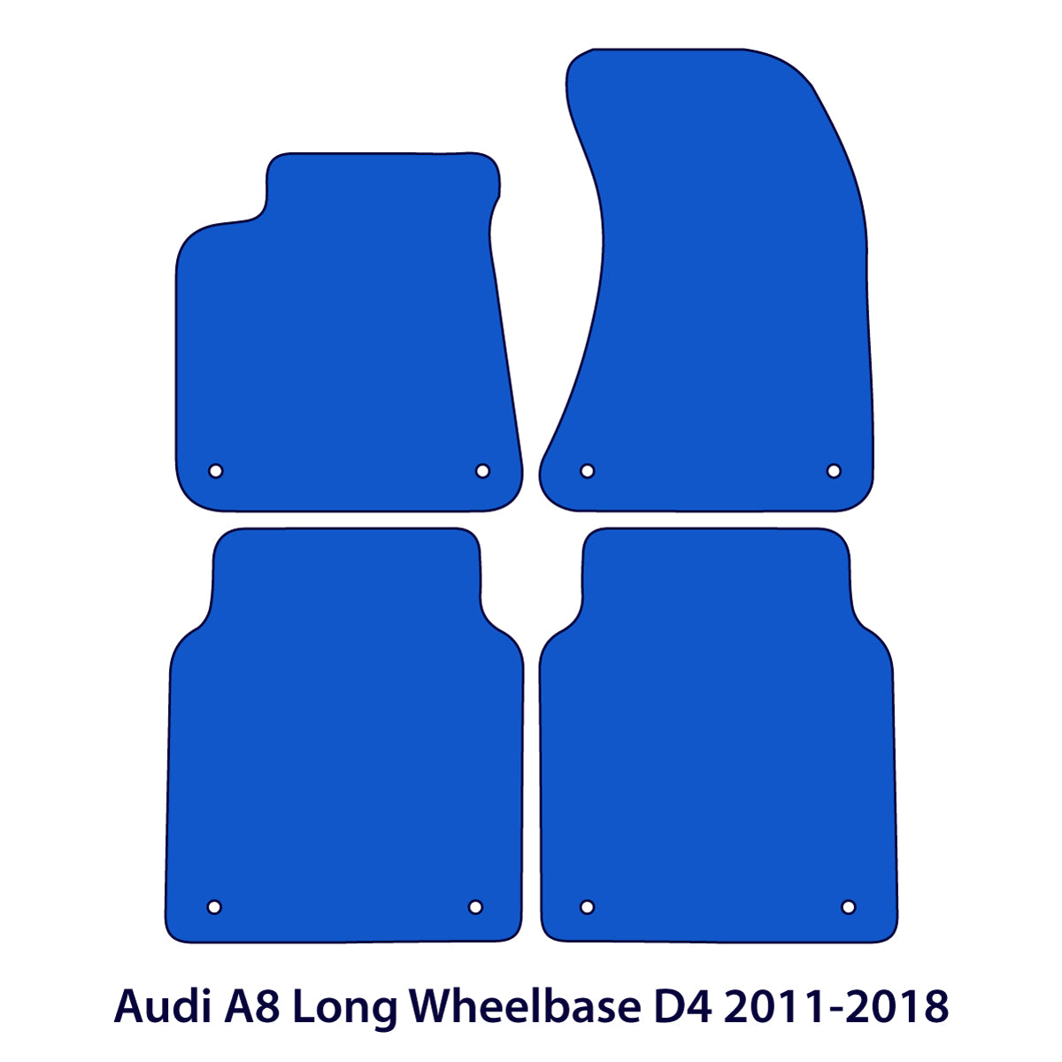 Audi A8/S8 Langversion Velours Fußmatten 2009–2017 – D4 – Schwarz