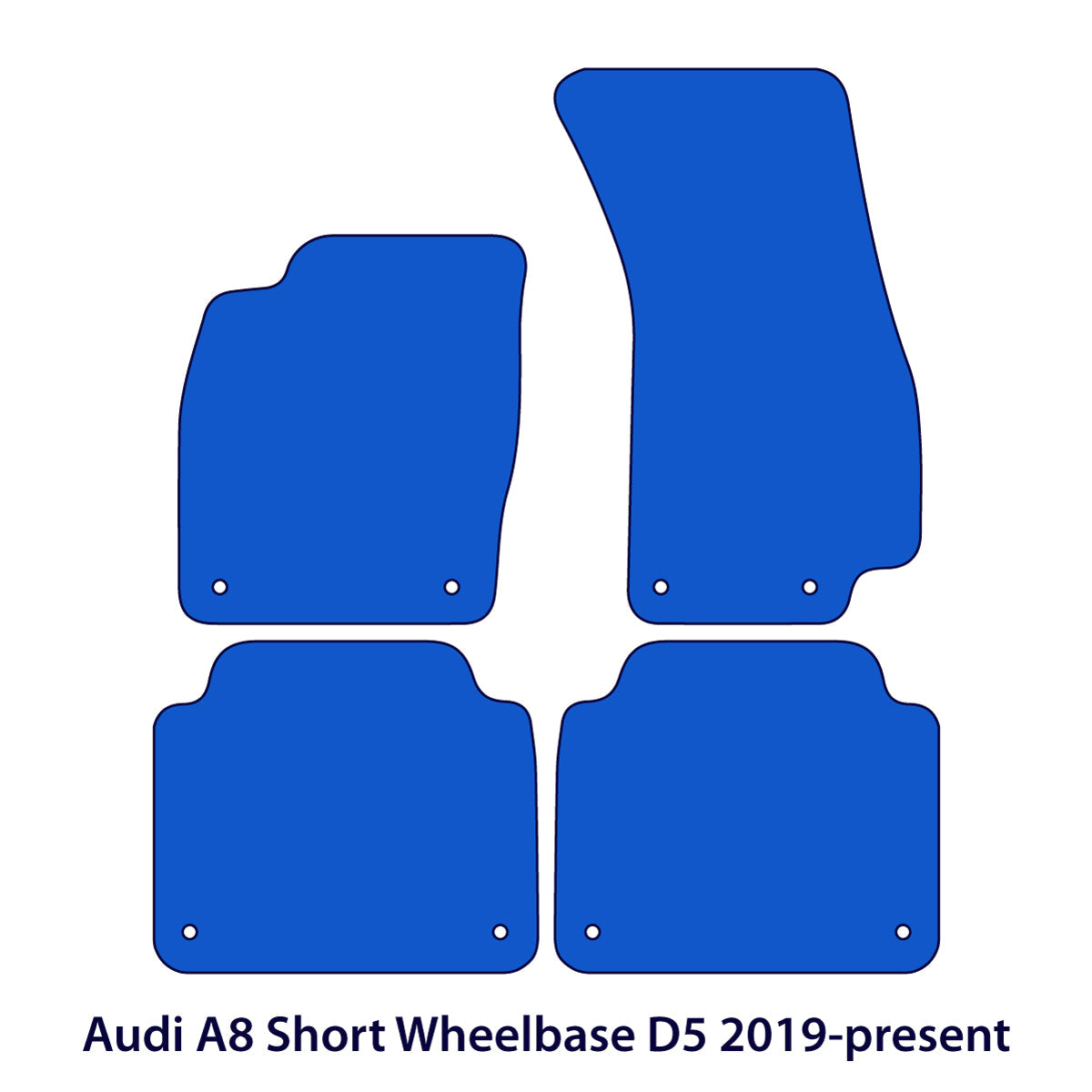 Audi A8/S8 Kurzversion Velours Fußmatten 2017-2026 – D5 – Schwarz – Silberne Naht