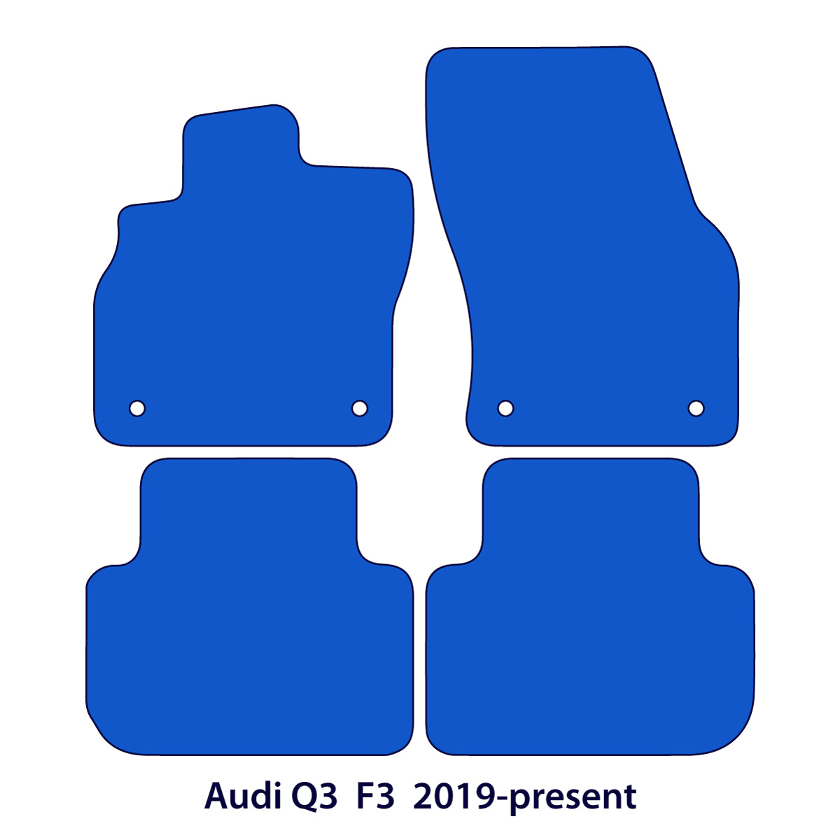 Audi Q3 Velours-Fußmatten 2018-2026 – F3 – Schwarz Exklusiv