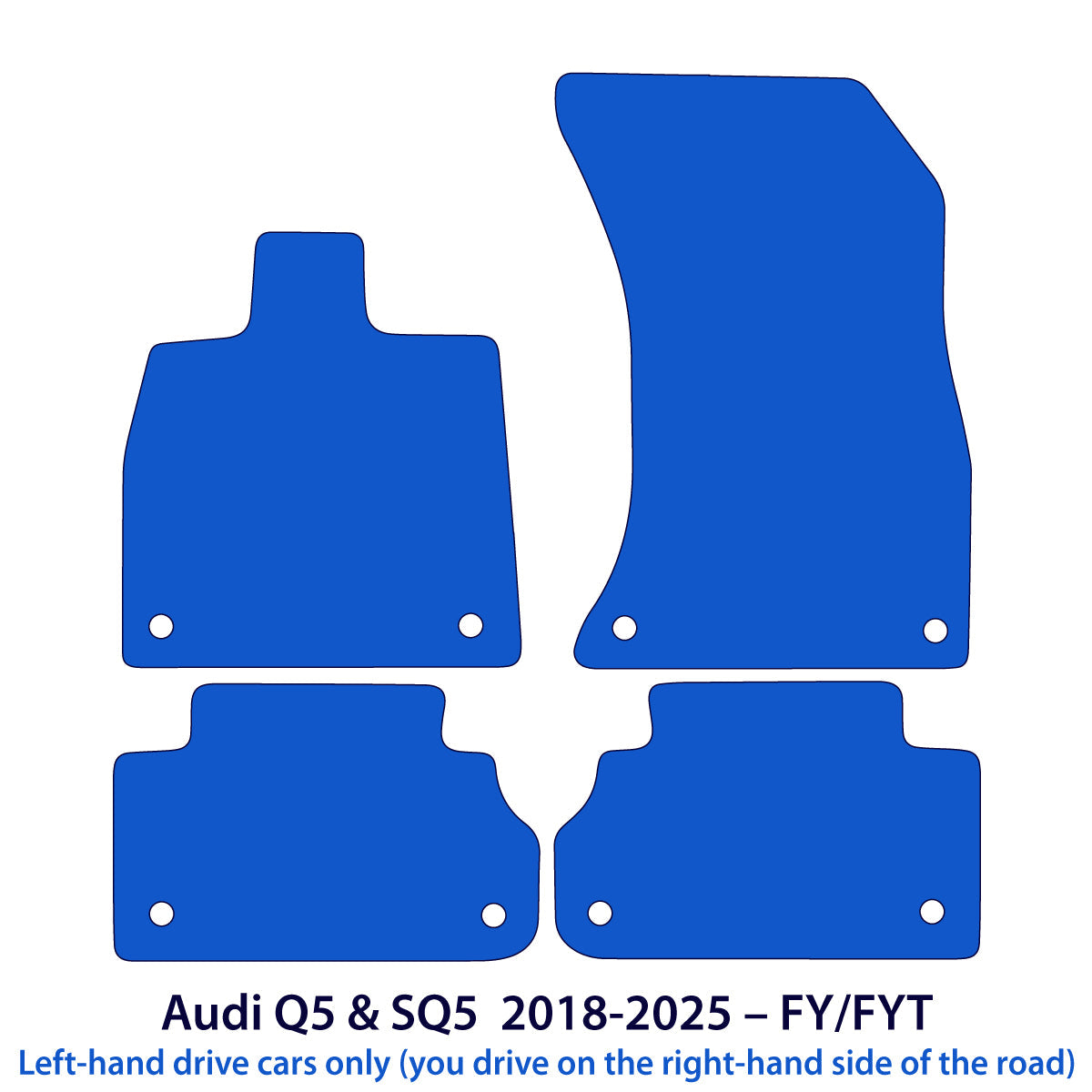 Audi Q5 & SQ5 Velours Fußmatten 2016-2024 – FY/FYT – Schwarz