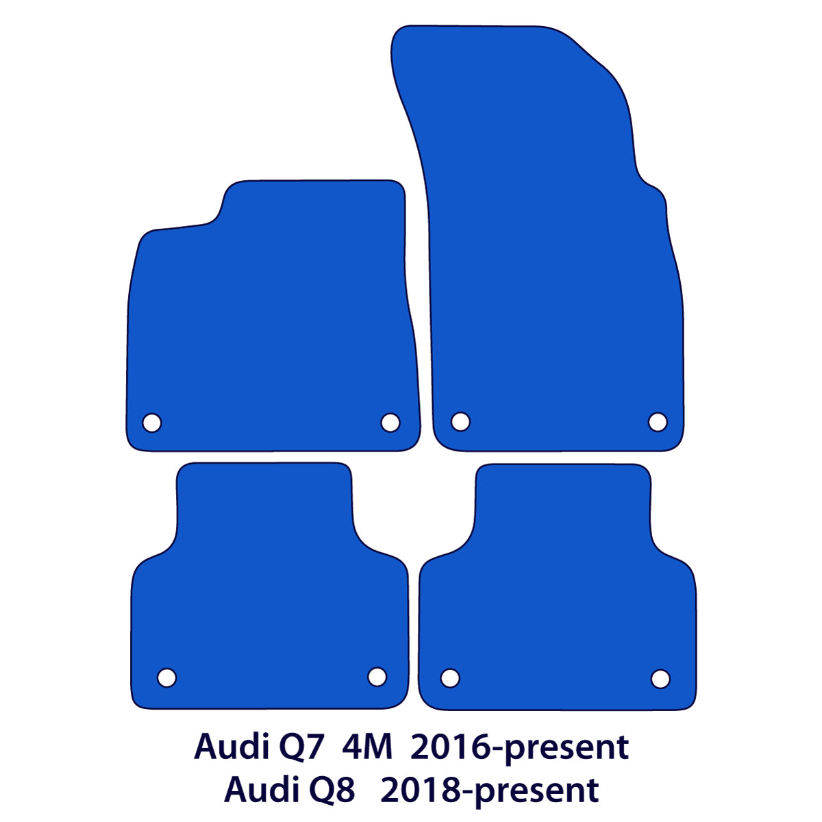 Audi Q7 & Q8 Velours Fußmatten 2015-2026 – 4M – Schwarz