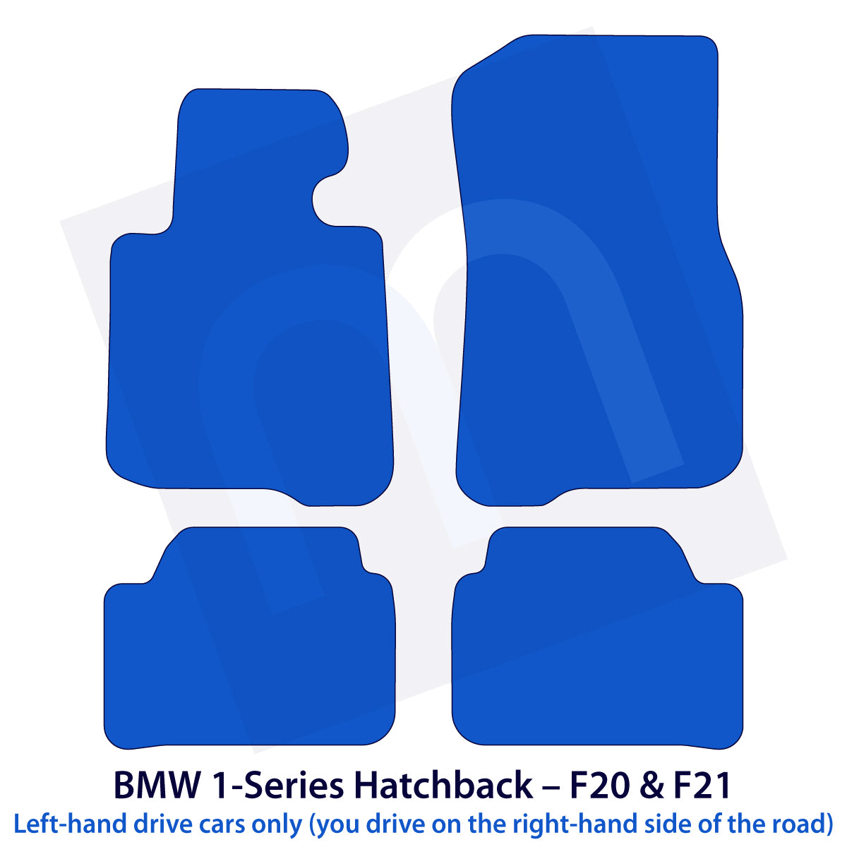 BMW 1 Series Hatchback F20/F21 Velour Floor Mats 2011–2019 – 1 Logo – image 2