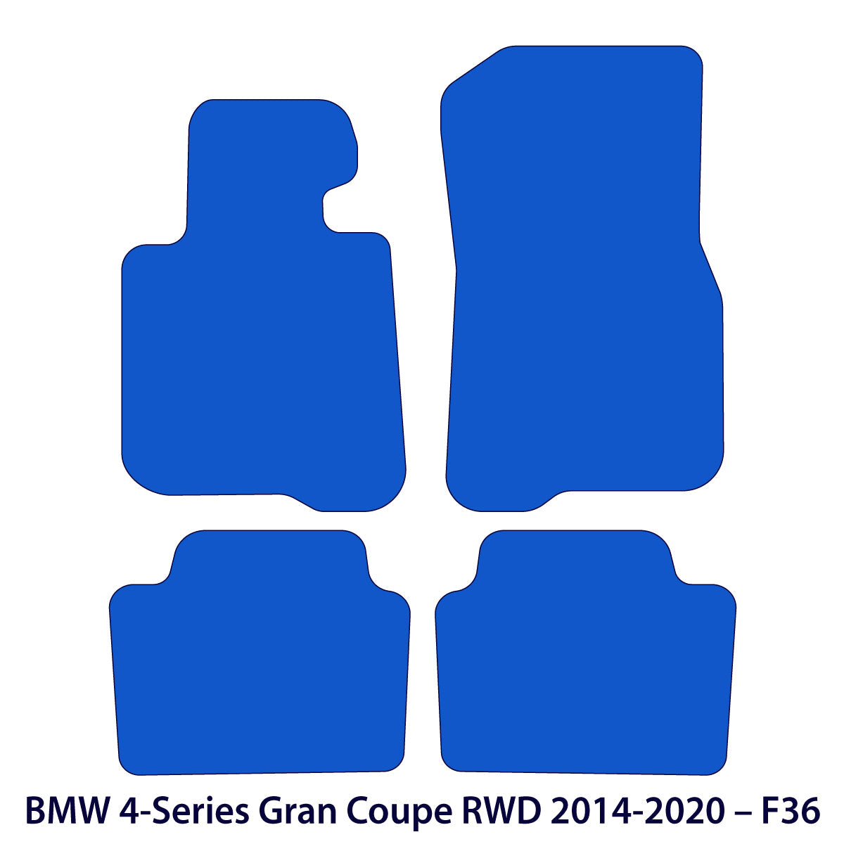 BMW 4er Gran Coupé RWD Velours-Fußmatten 2014–2020 – F36 – Schwarz Exklusiv