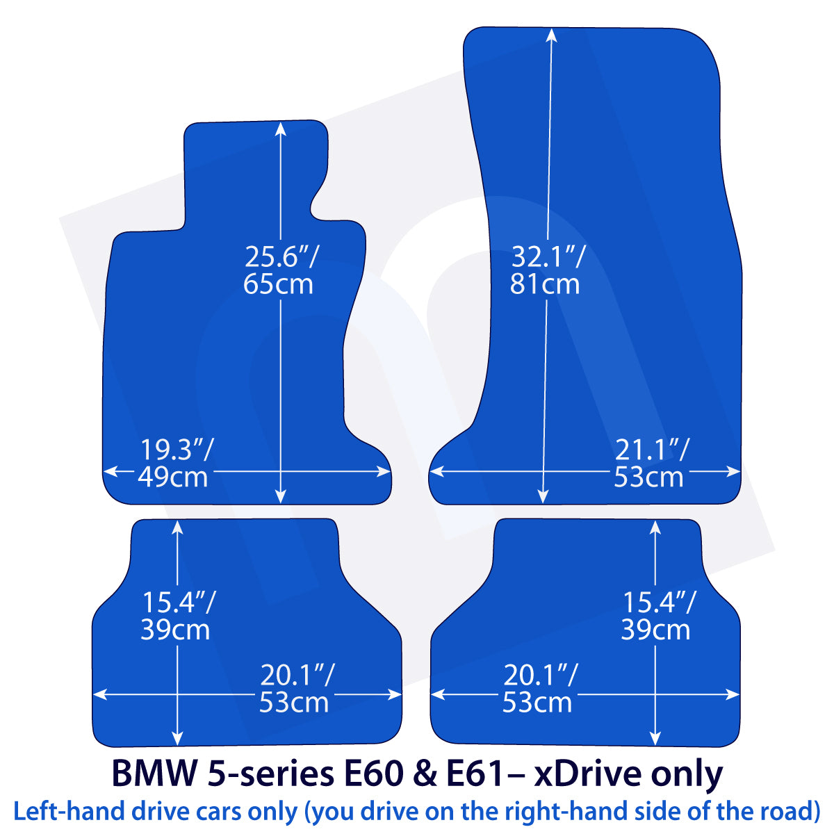 BMW 5er Velours-Fußmatten xDrive 2003–2010 – E60, E61 – M-Naht
