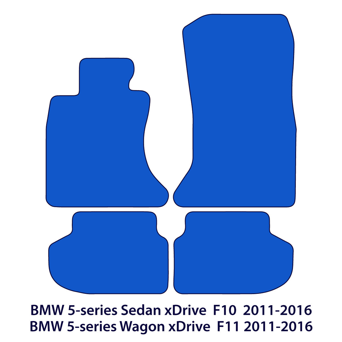 BMW 5er Velours-Fußmatten xDrive 2010–2017 – F10, F11 – Schwarz Exklusiv