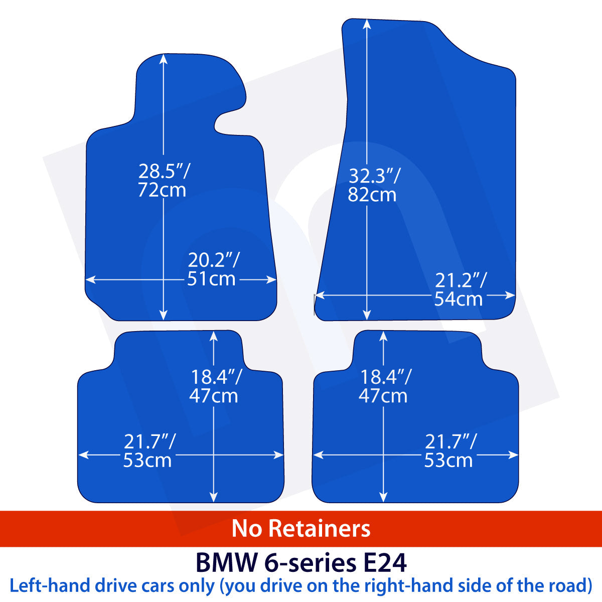 BMW 6-Series Velour Floor Mats 1976-1989 – E24 – No Retainers – Black Exclusive