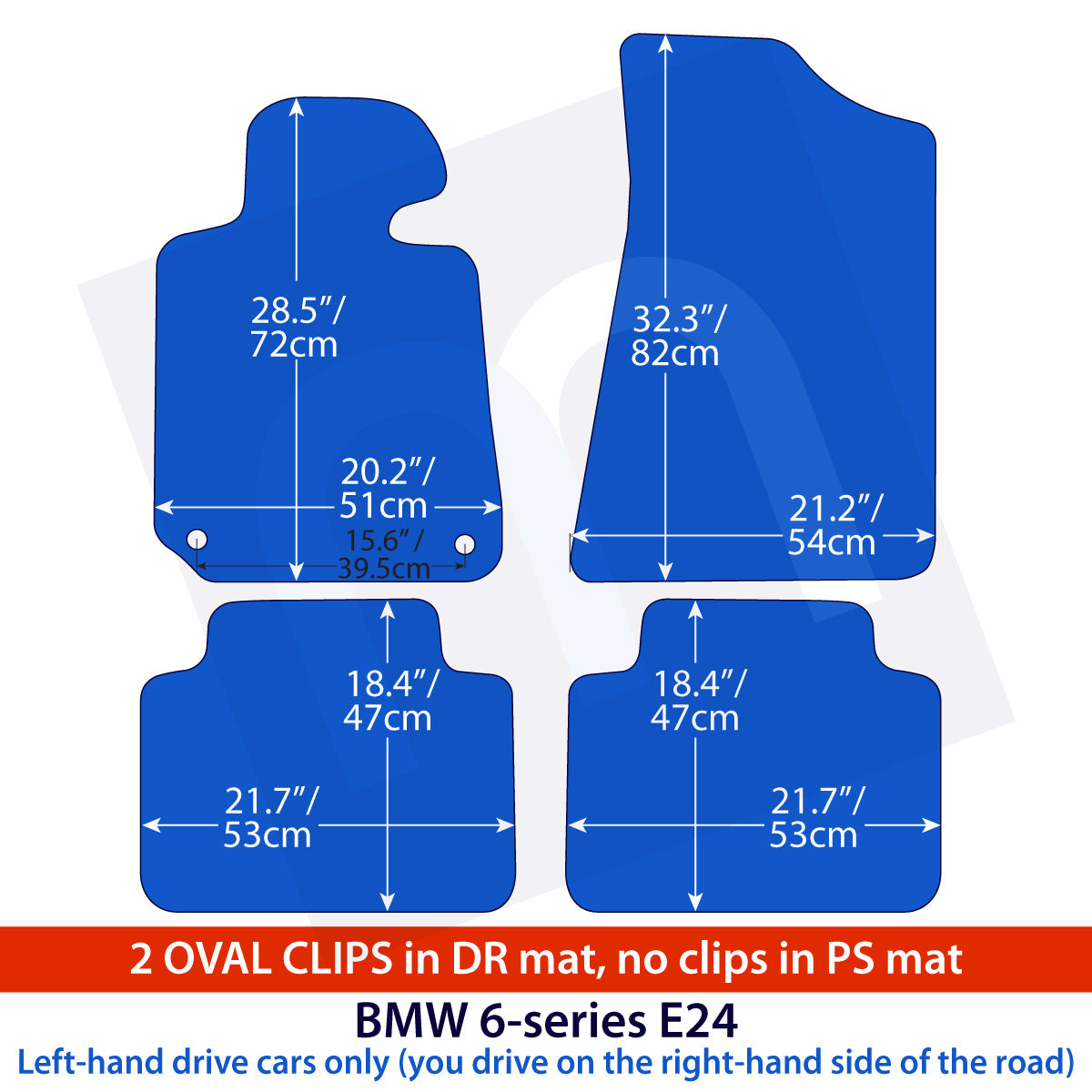 BMW 6-Series Velour Floor Mats 1976-1989 – E24 – Oval Clips – Beige