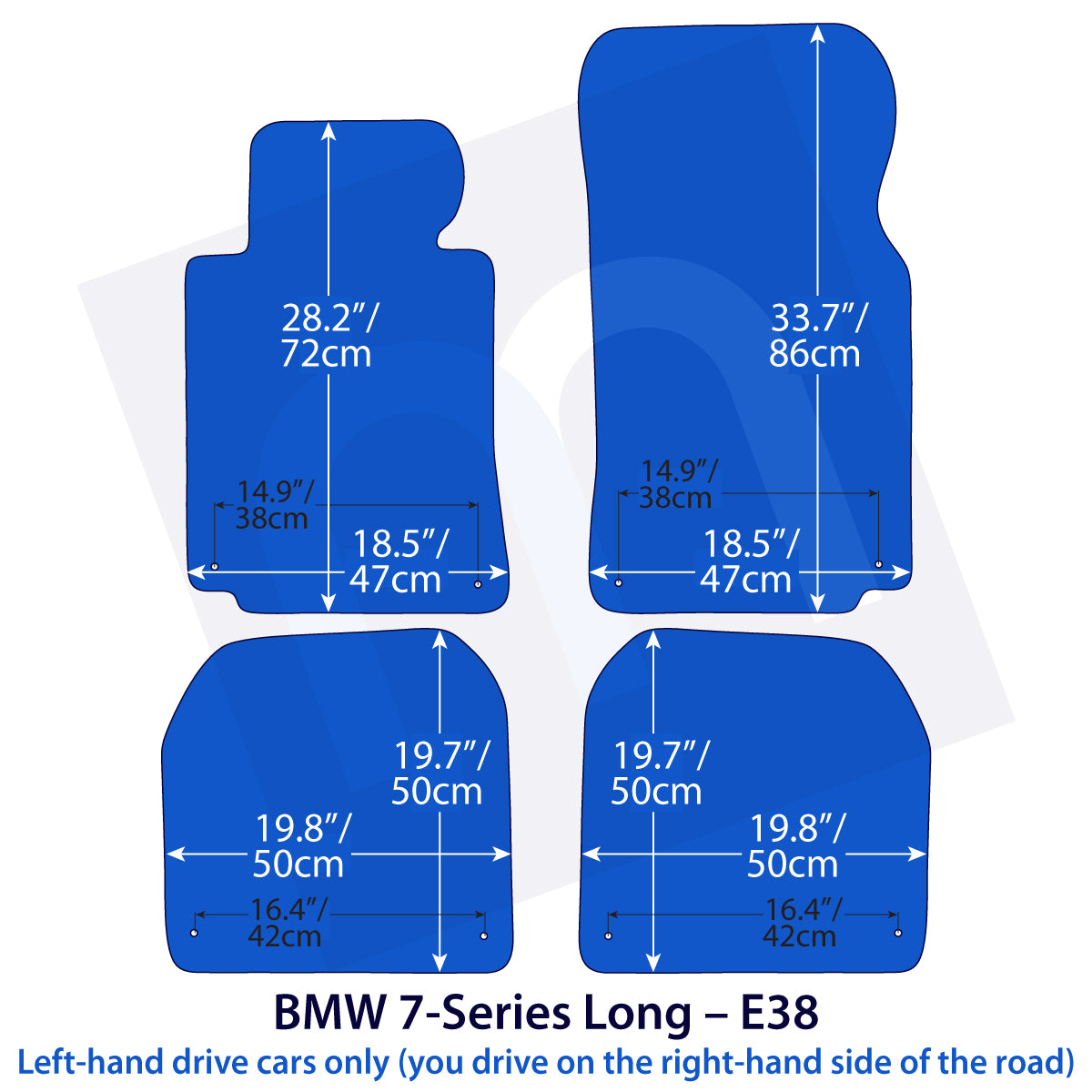 Dywaniki welurowe do BMW Seria 7 1994-2001 – Długi rozstaw osi E38 – Przeszycia M
