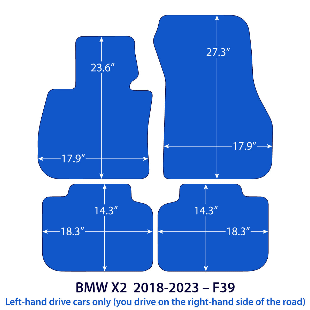 BMW X2 Velours Fußmatten – 2017-2023 – F39 – M Naht