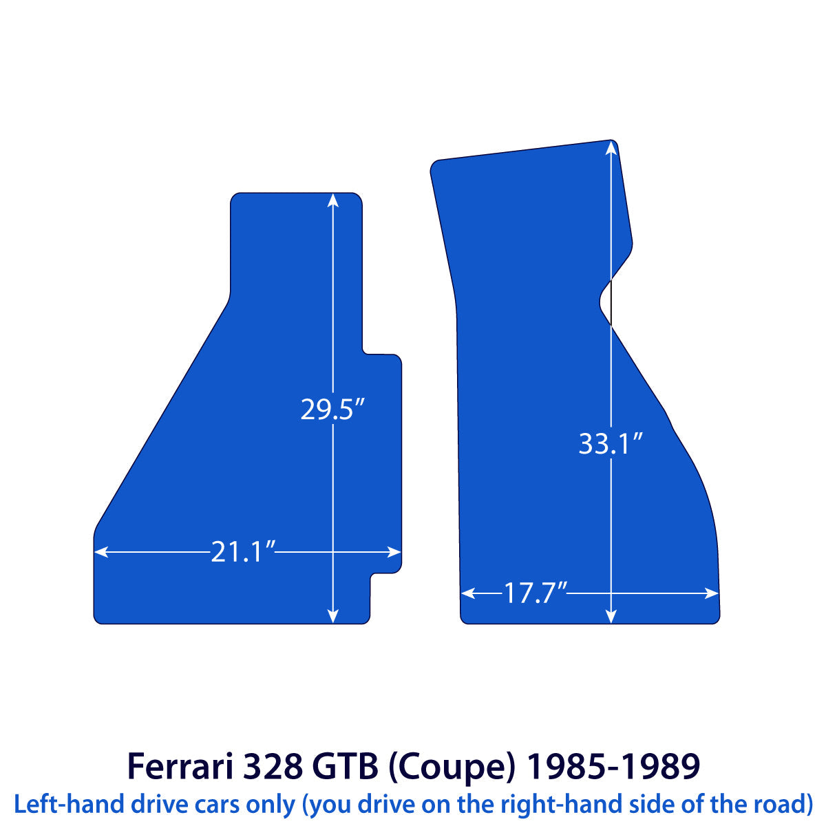 Ferrari 328 GTB – Gran Turismo Berlinetta Velours Fußmatten 1985-1989 – Coupé – Schwarz