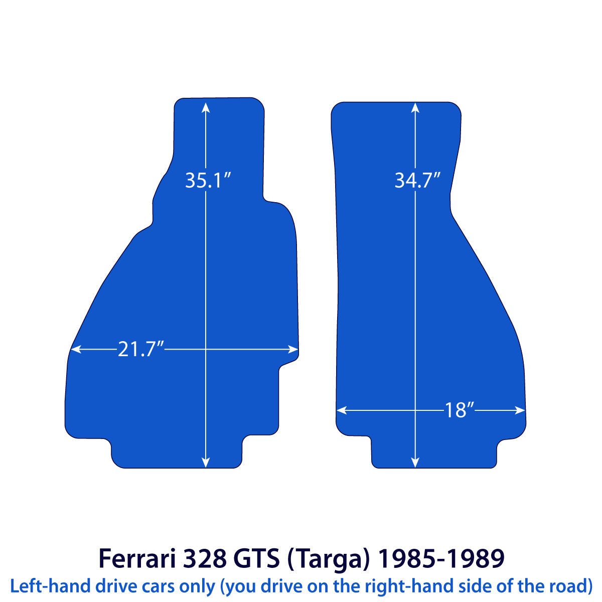 Ferrari 328 GTS – Gran Turismo Spider Velours-Fußmatten 1985-1989 – Targa – Schwarz