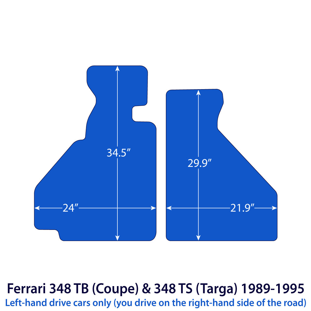 Ferrari 348 TB & 348 TS Velours Fußmatten 1989-1995 – Coupé & Targa – Beige