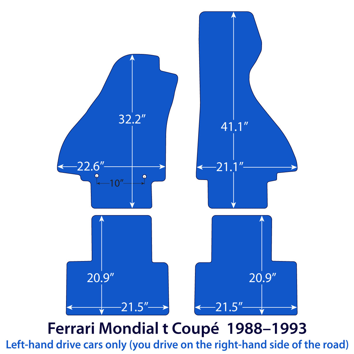 Ferrari Mondial t Coupé Velour Floor Mats 1989–1993 – Beige