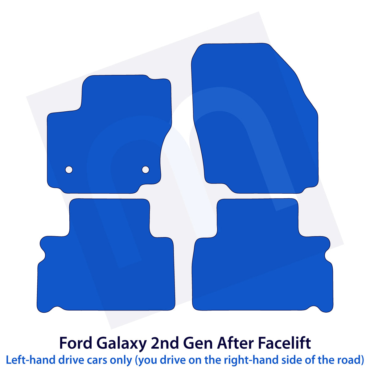 Ford Galaxy Velours-Fußmatten – 2. Generation nach Facelift – 2012–2015 – 5-Sitzer – Schwarz