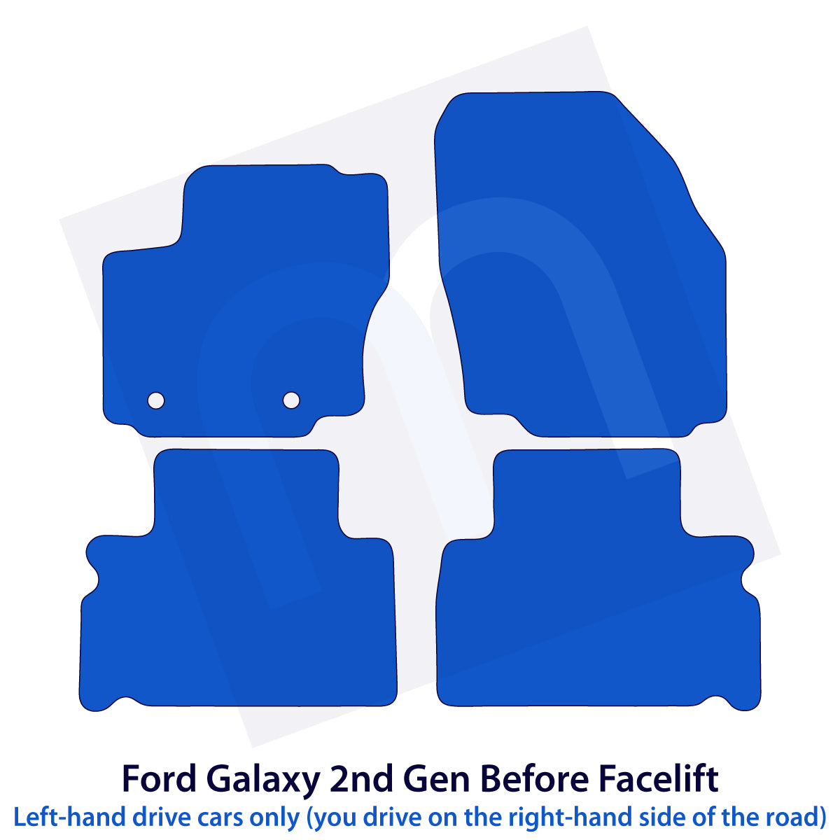 Ford Galaxy Velours-Fußmatten – 2. Generation vor Facelift – 2006–2012 – 5-Sitzer – Schwarz