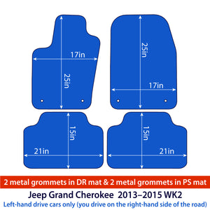 Jeep Grand Cherokee WK2 Velour Floor Mats 2013–2015 – Metal Grommets – 2 Driver / 2 Passenger – Black Exclusive – image 2