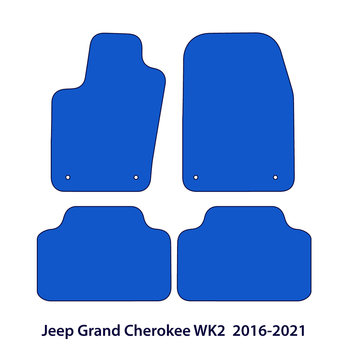 Jeep Grand Cherokee WK2 Velour Floor Mats 2016–2021 – Plastic Clips – 2 Driver / 2 Passenger – Black – Red Stitching – image 1